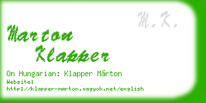 marton klapper business card